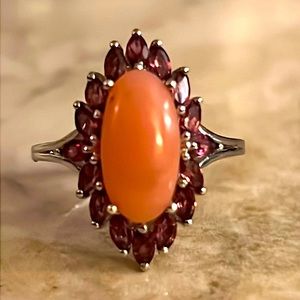 Pink Opal & Rhodolite Garnet Ring